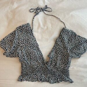 Floral Cropped Backless Tie Top